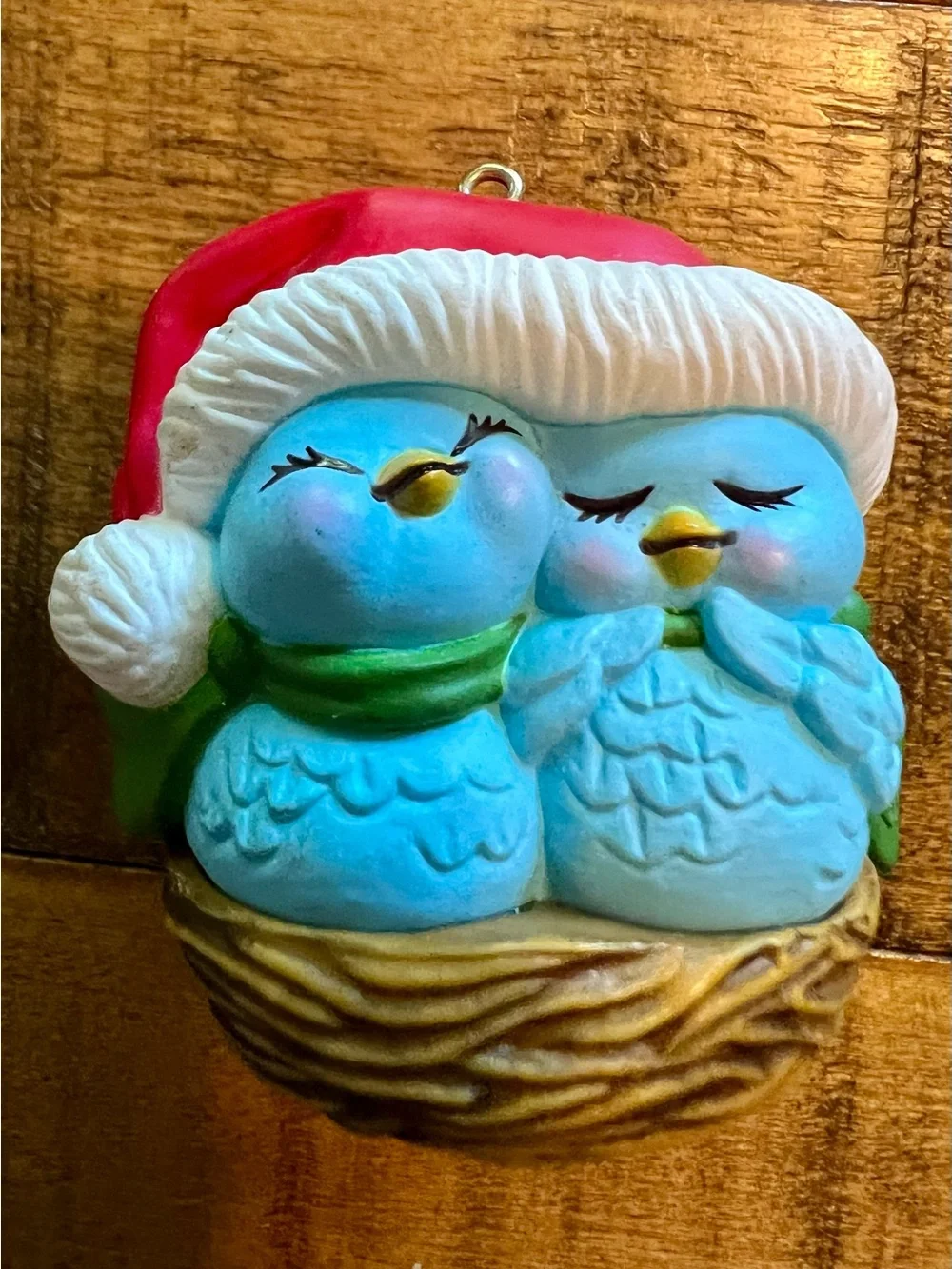 Vintage 1982 Avon Collectible Nestled Blue Birds & 1983 Hoppy Holidays Ornaments